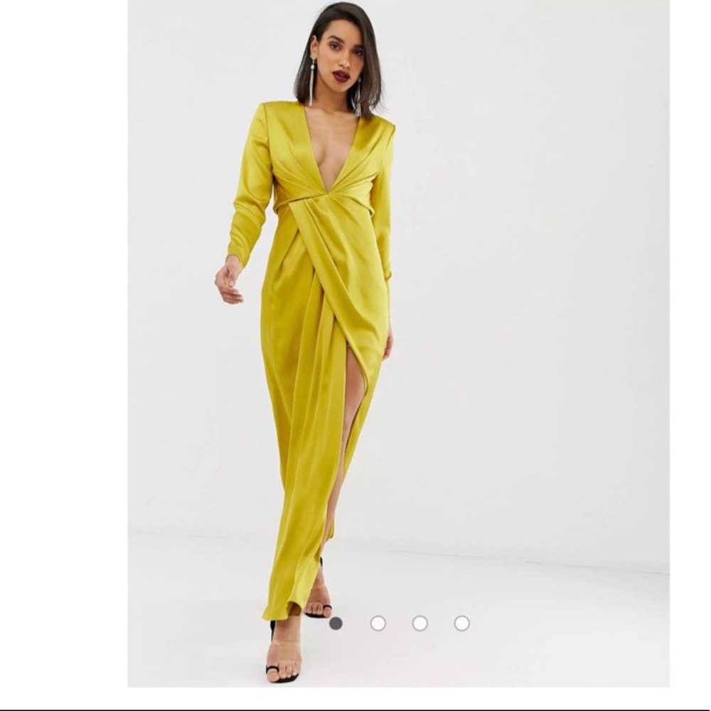 Splits Side Plunge Maxi in Satin